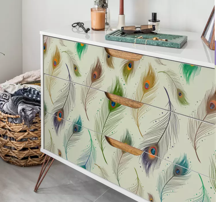 Påfågel fjädrar möbler klistermärke - Tenstickers