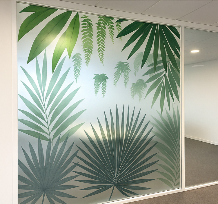 Palmbladsmotiv fönster klistermärken - Tenstickers