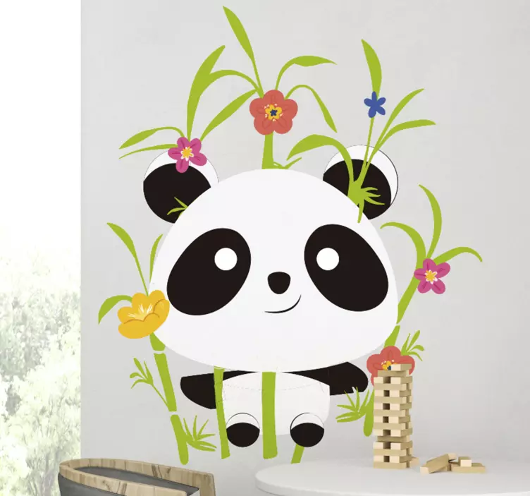 Panda blommande träd vilda djur dekaler - Tenstickers