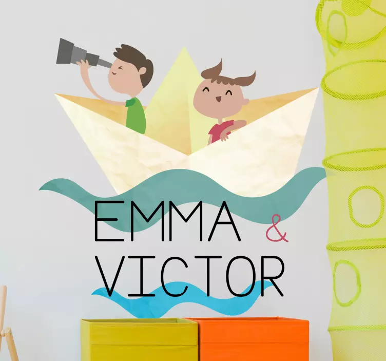 Papper båt anpassningsbara klistermärke - Tenstickers