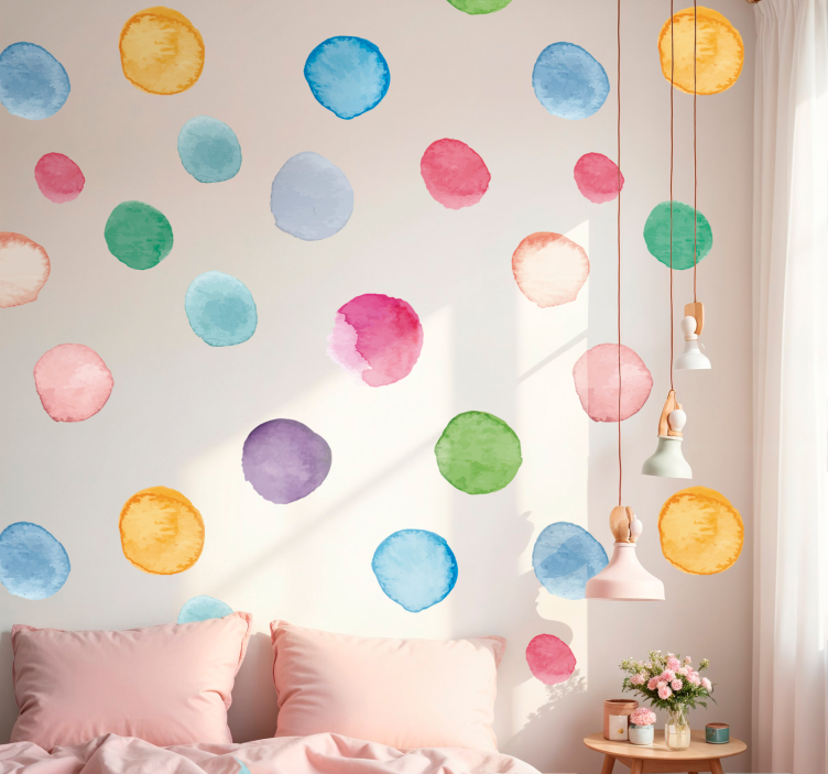 Pastellfärgade prickar wallsticker - Tenstickers