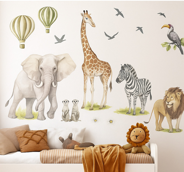 Pastellfärgade safariballonger wallsticker - Tenstickers