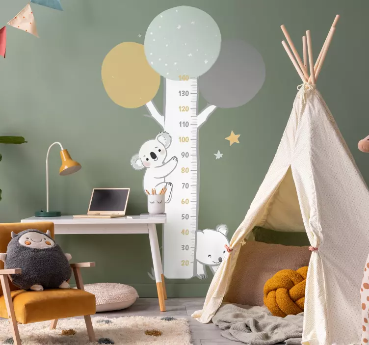 Pastellträd med djur Väggklistermärken barn - Tenstickers