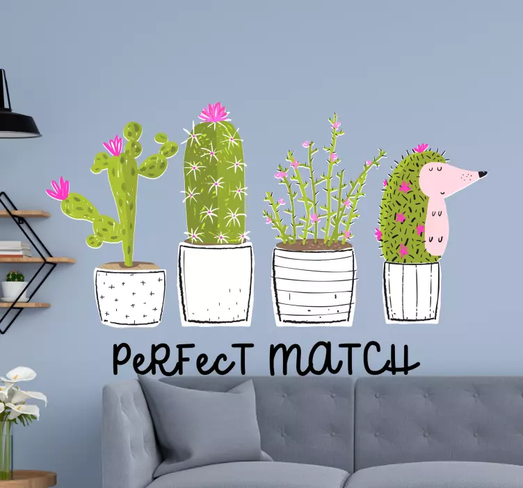 Perfekt match kaktus blommor väggdekal - Tenstickers
