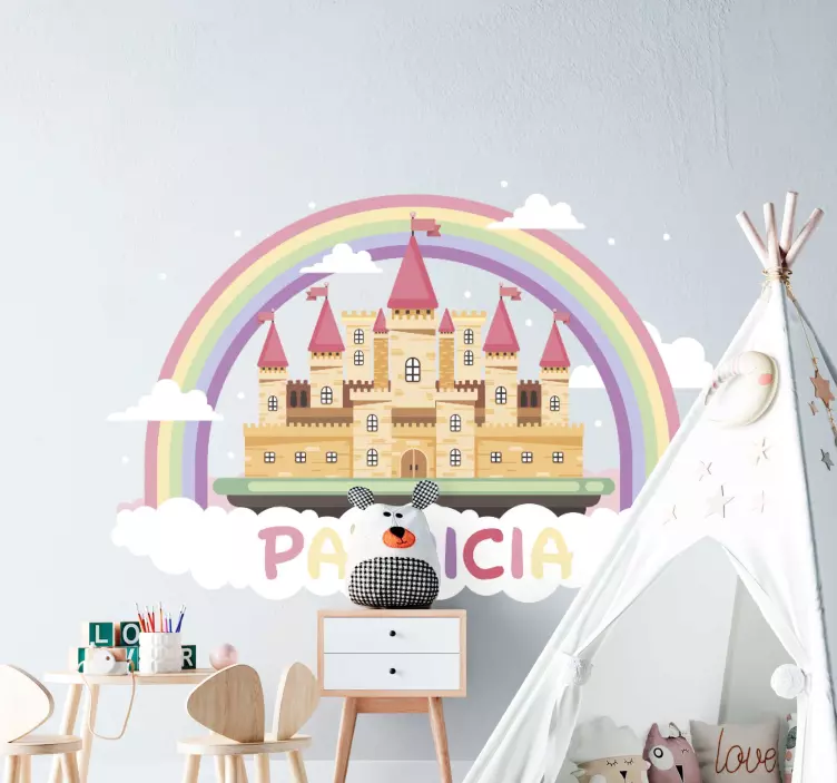 Personlig fantasy slott tecknad klistermärke - Tenstickers