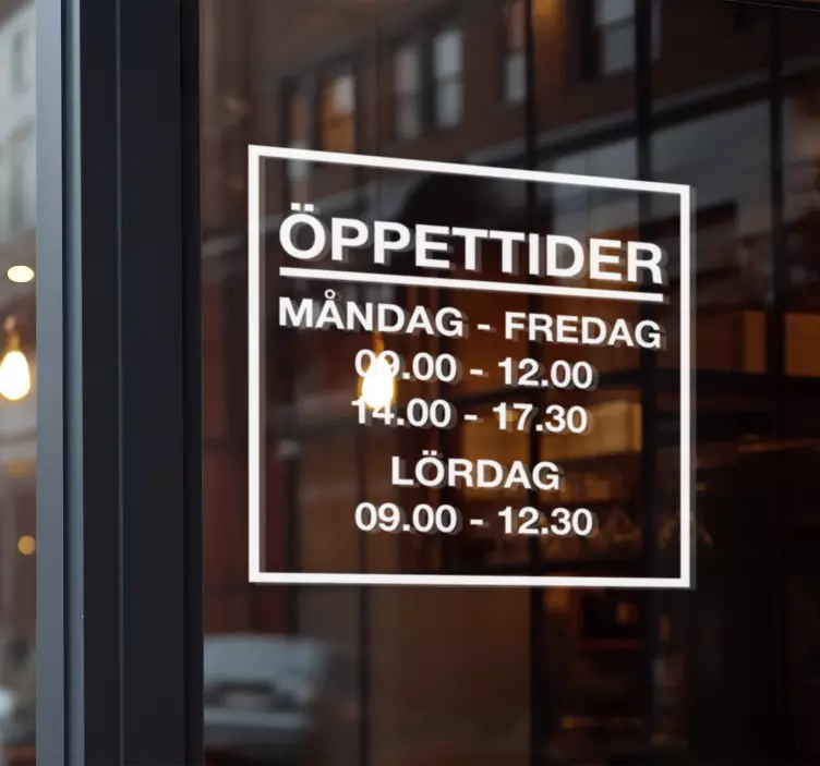 Personligt klistermärke med tidtabell för butik  - Tenstickers