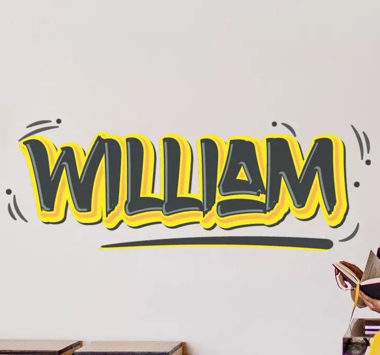 Personligt namn graffiti gul urban dekal - Tenstickers