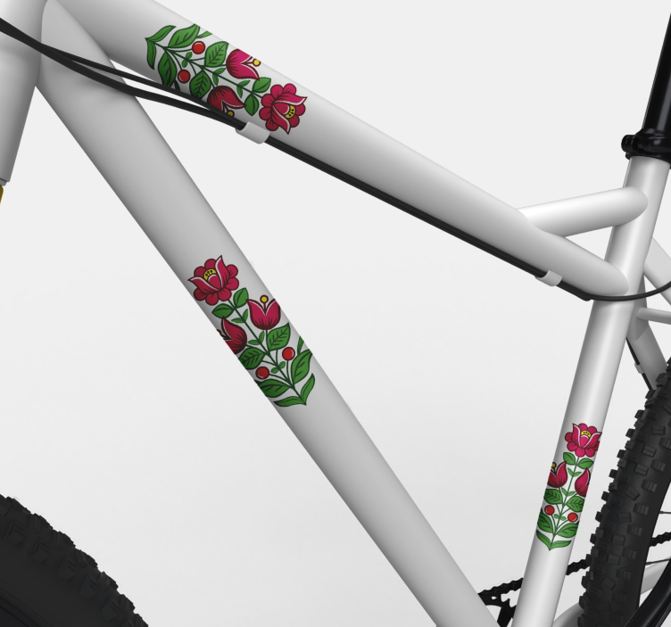 Polera blommor med raster cykel klistermärke - Tenstickers