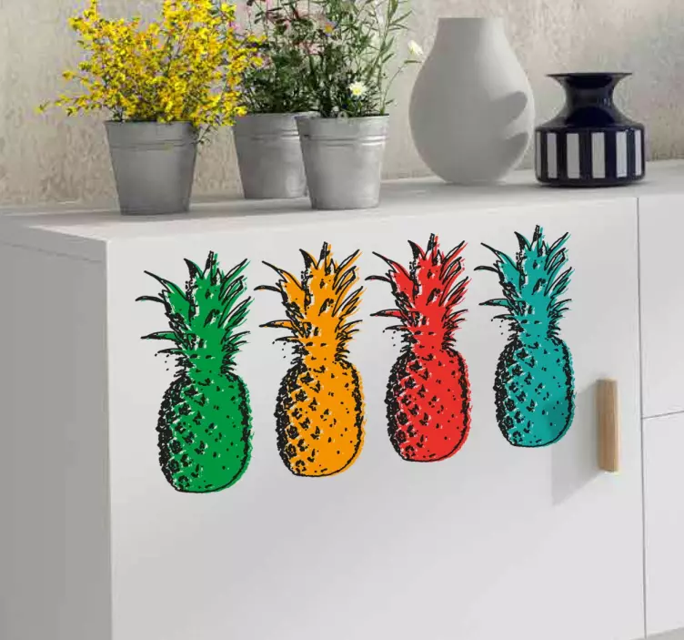 Pop art ananas klistermärke - Tenstickers