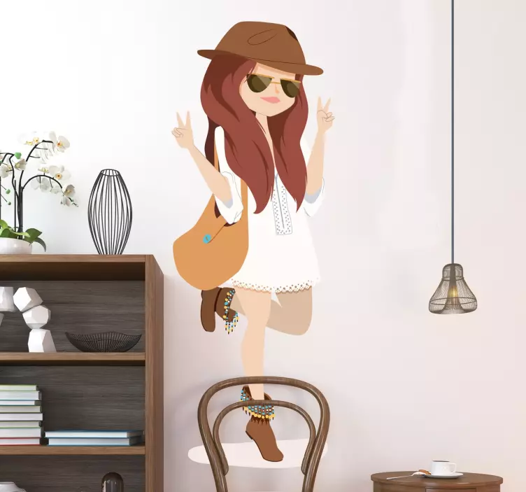 Posh tjej skiss mode klistermärke - Tenstickers