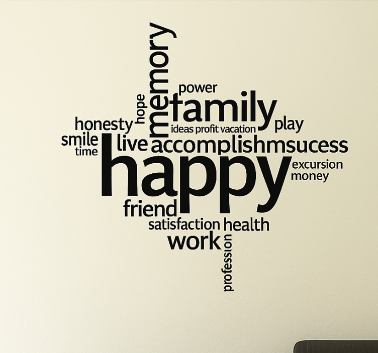 Positiva ord collage vardagsrummet väggklistermärke - Tenstickers