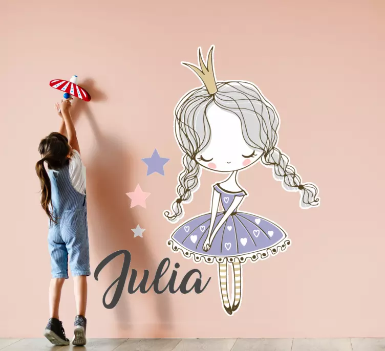 Prinsessa med två flätor personlig klistermärke - Tenstickers