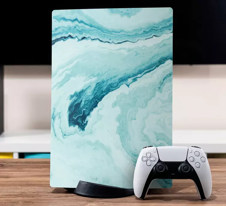 Ps5 klistermärke aqua marmor motiv - Tenstickers