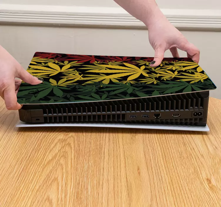 Ps5 klistermärke med lövdesign - Tenstickers