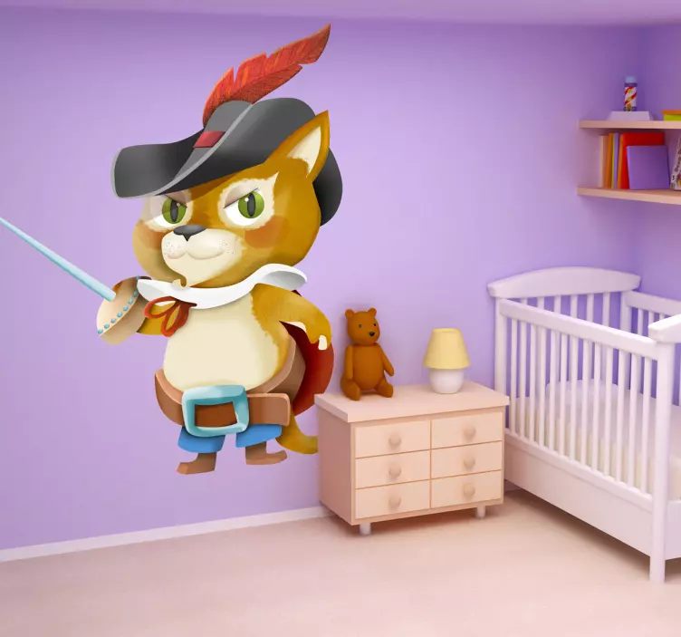 Puss i stövlar barnens klistermärke - Tenstickers