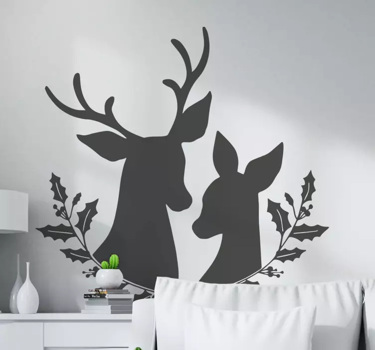 Rådjur med krans vilda djur dekal - Tenstickers