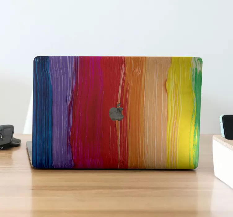 Rainbow paint trails laptop dekal - Tenstickers