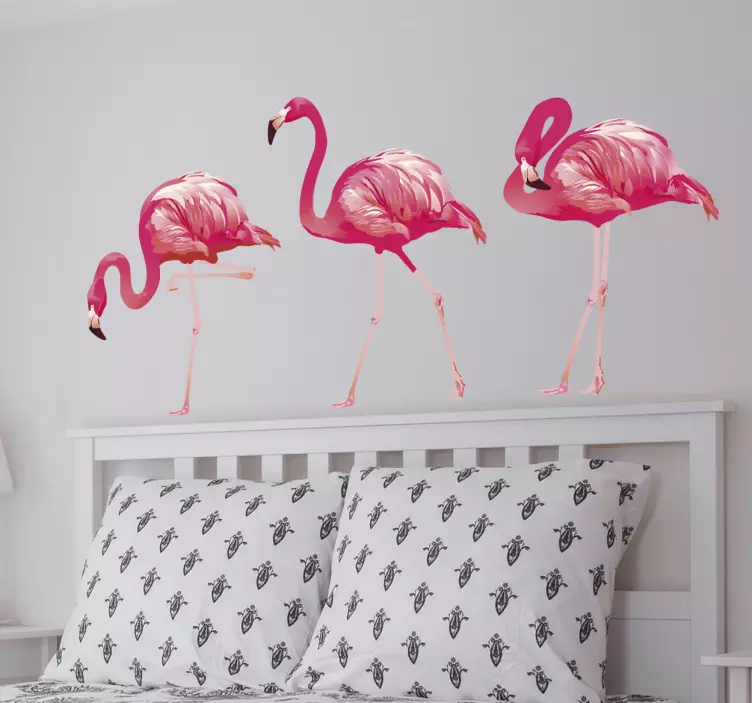 Realistiska flamingos fågelvägg klistermärke - Tenstickers