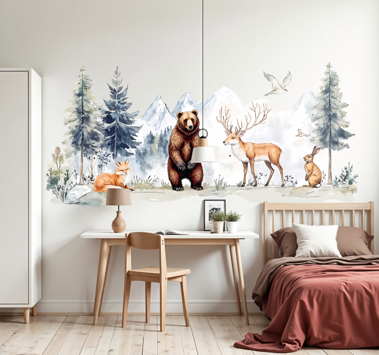 Realistiskt ritad skog wallsticker - Tenstickers
