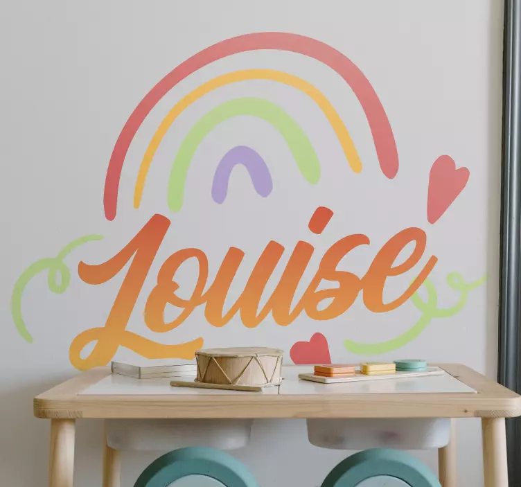 Regnbåge dras personligt namn klistermärke - Tenstickers