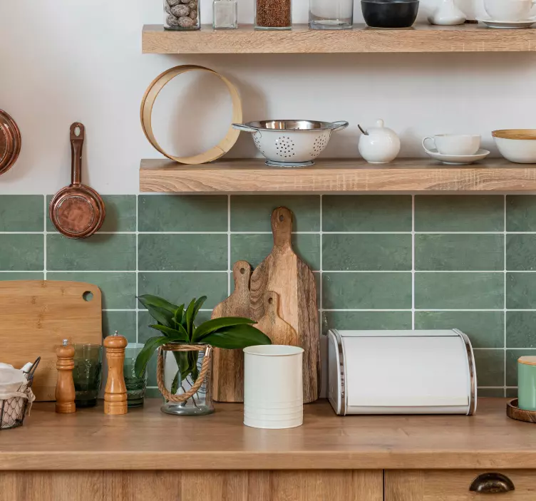 Rektangulära gröna tegelstenar Väggklistermärken kakelplattor - Tenstickers