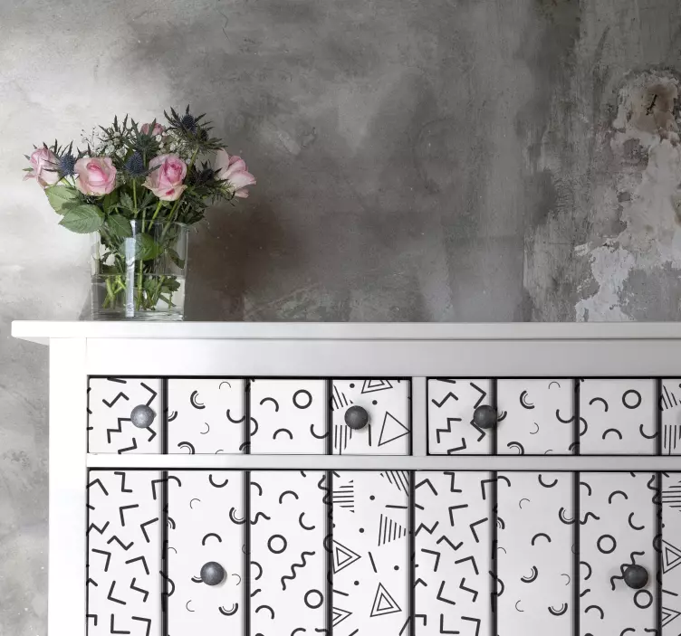 Retro geometriska former möbler klistermärke - Tenstickers