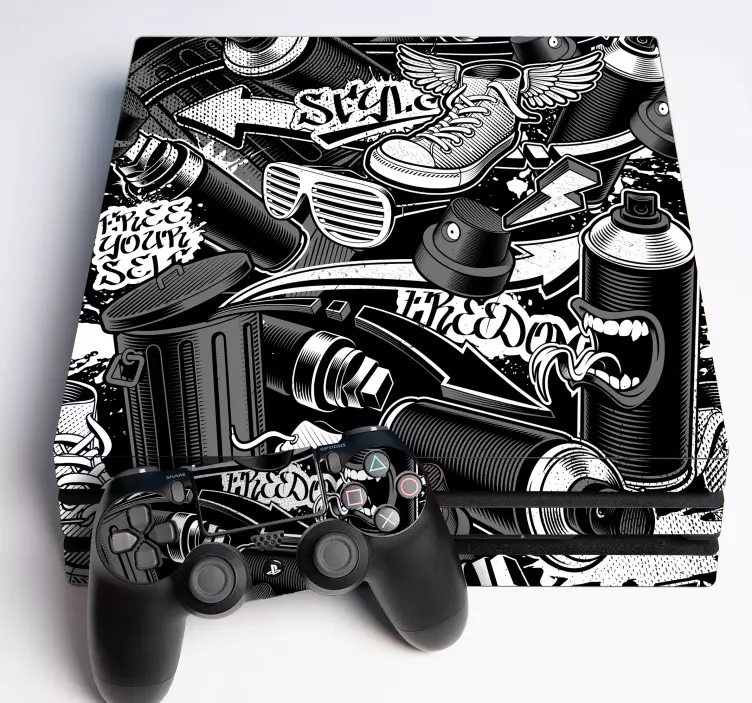 Retro graffiti ps4 klistermärken - Tenstickers