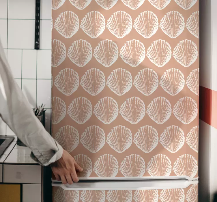 Retro snäckskal mönster beige kylskåp klistermärke - Tenstickers