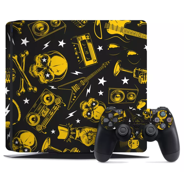Rock and roll sömlösa mönster ps4 klistermärke - Tenstickers