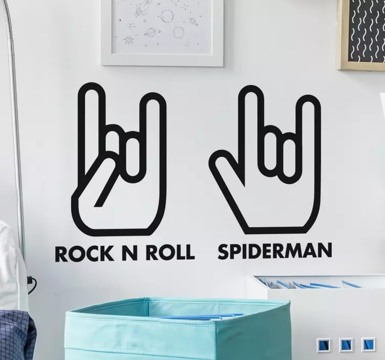 Rock n roll och spiderman hand tecken vägg klistermärken - Tenstickers