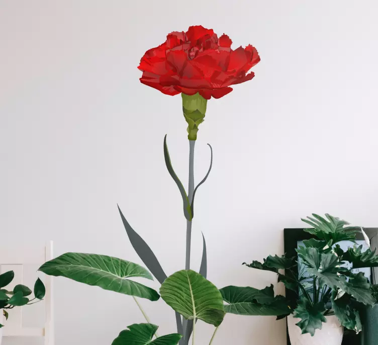 Röd kryddnejlika blomma vägg klistermärke - Tenstickers
