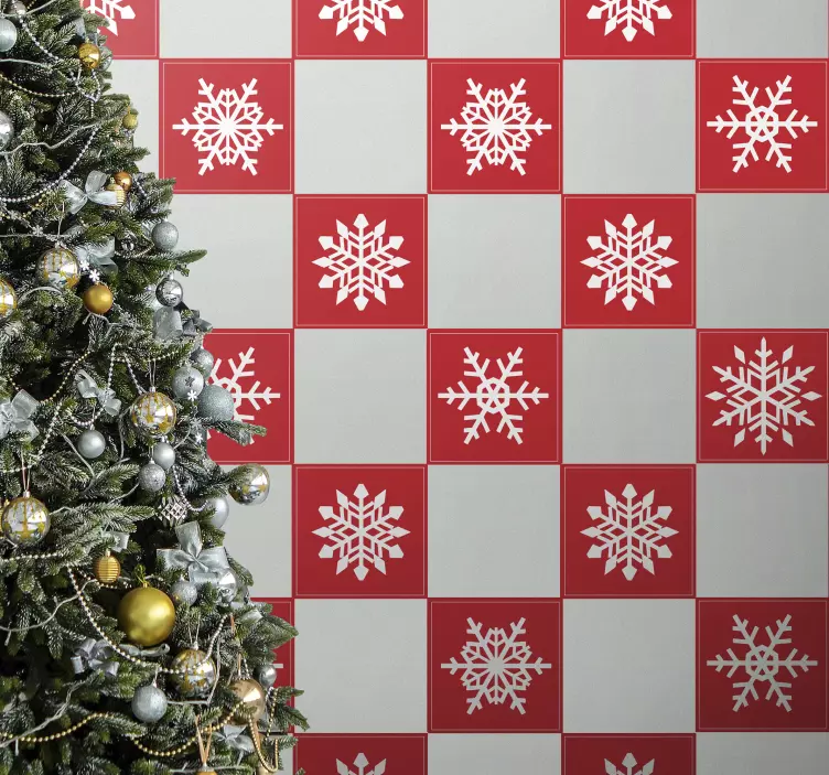 Röda snöflingor klistermärke - Tenstickers