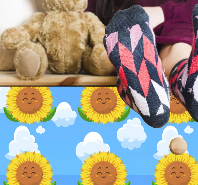 Gul leende blomma i himmelmöbler dekal - Tenstickers