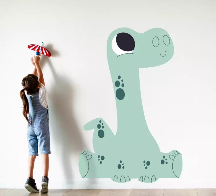 Roliga original sittande dinosaurie barn dekal - Tenstickers