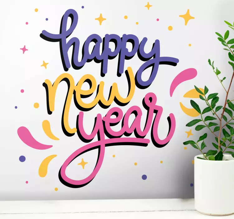 Rolig tecknad nyår jul dekal - Tenstickers