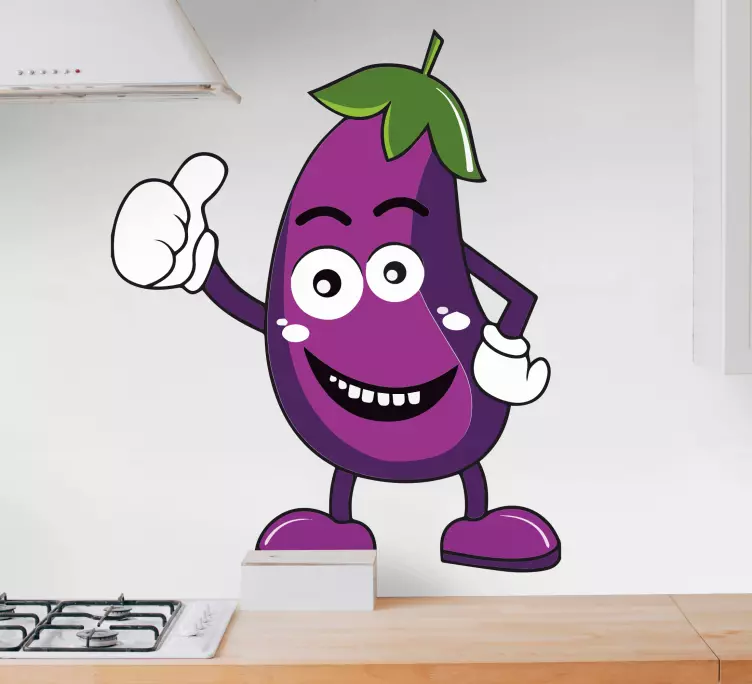 Rolig aubergine tecknad kök vägg klistermärke - Tenstickers