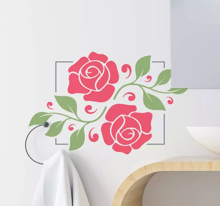 Romantisk blommor ram spegel klistermärke - Tenstickers