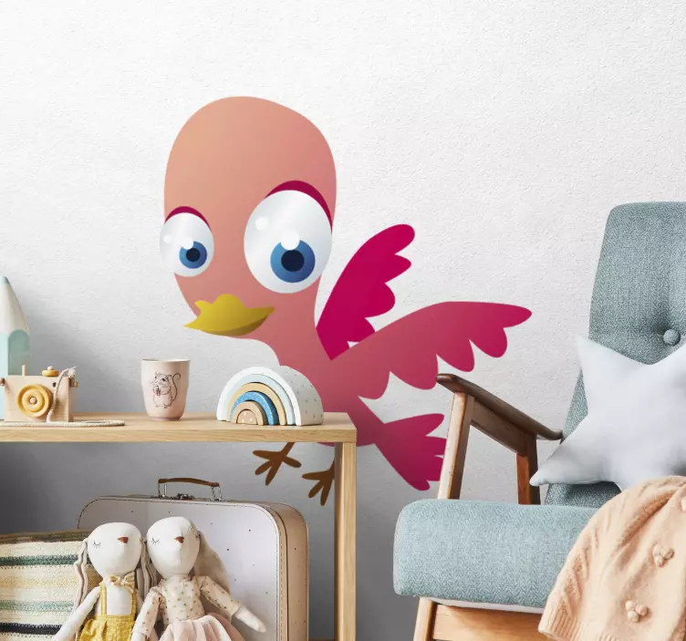 Rosa fågelunge klistermärke - Tenstickers