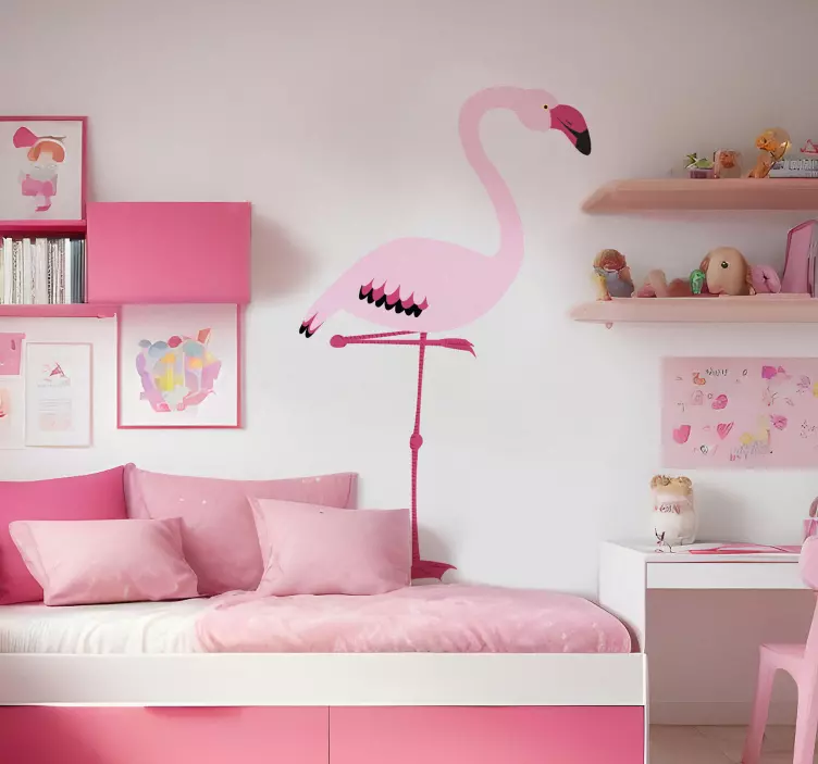 Rosa flamingo vägg konstdekal - Tenstickers