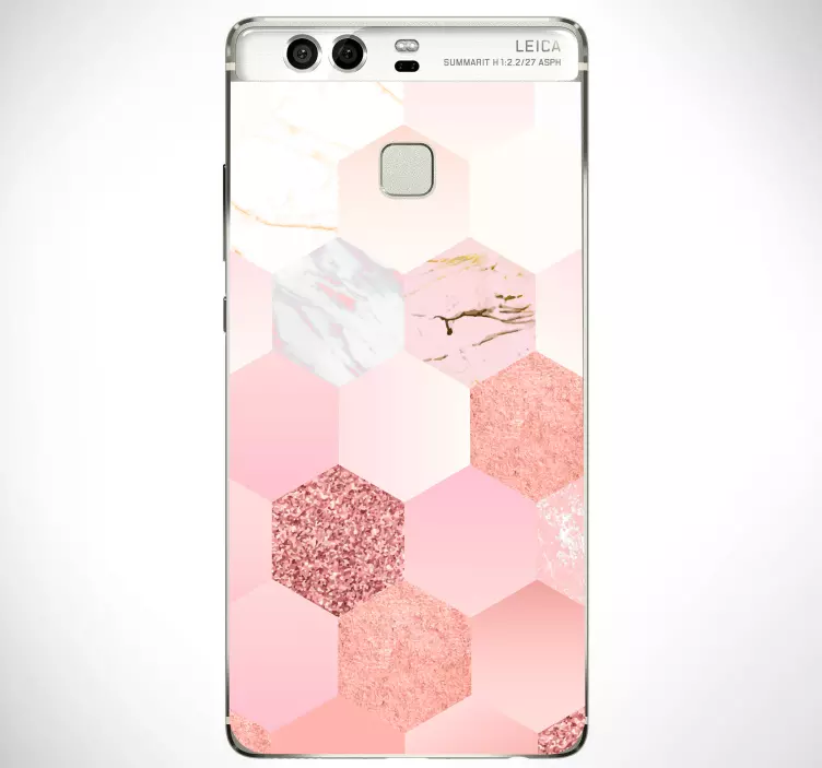 Rosa hexagonmönster Huawei klistermärke - Tenstickers