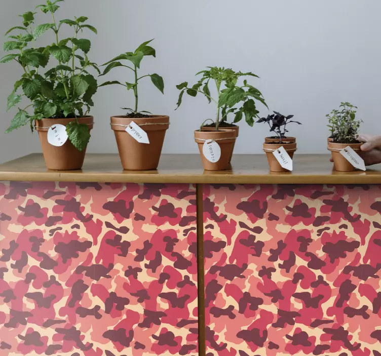 Rosa kamouflage vinyl tryck klistermärke - Tenstickers