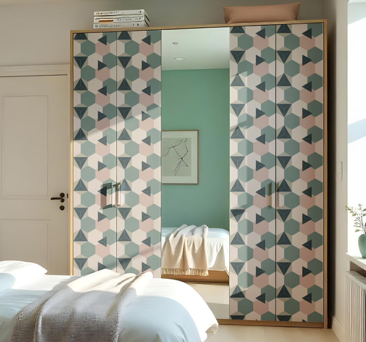 Rosa och gröna hexagoner klistermärken til möbler - Tenstickers