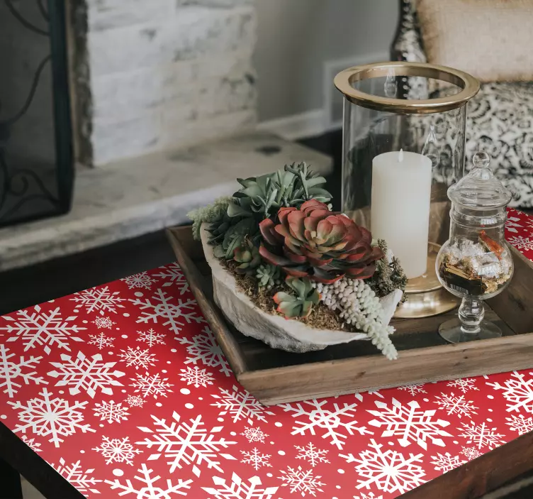 Rött snöflingmönster event klistermärke - Tenstickers