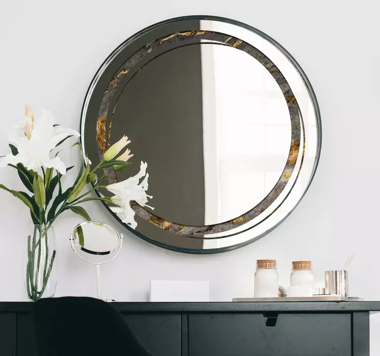 Rund spegel ram sten textur spegel klistermärke - Tenstickers