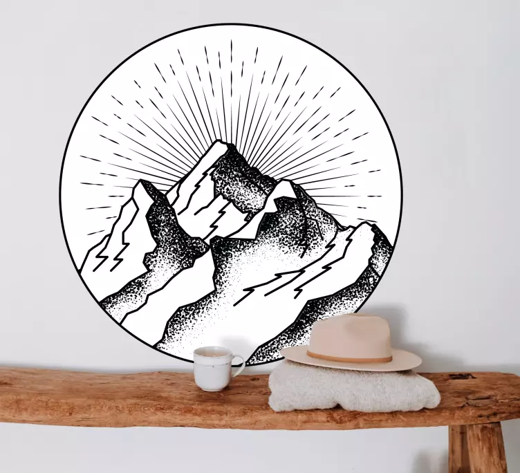Runda ritade berg design natur vägg klistermärke - Tenstickers