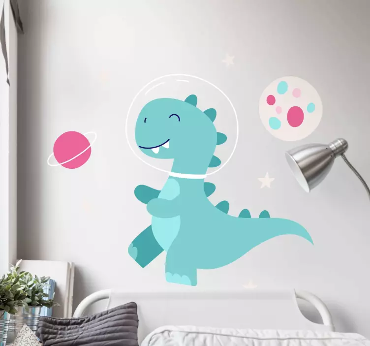 Rymd dinosaurie och månen dinosaurie klistermärke - Tenstickers