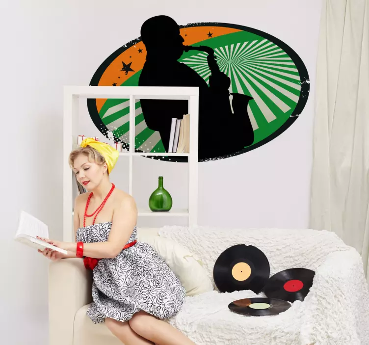 Saxofonist silhuett klistermärke - Tenstickers