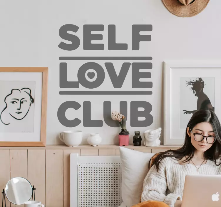 Self love club inspirerande citat klistermärke - Tenstickers