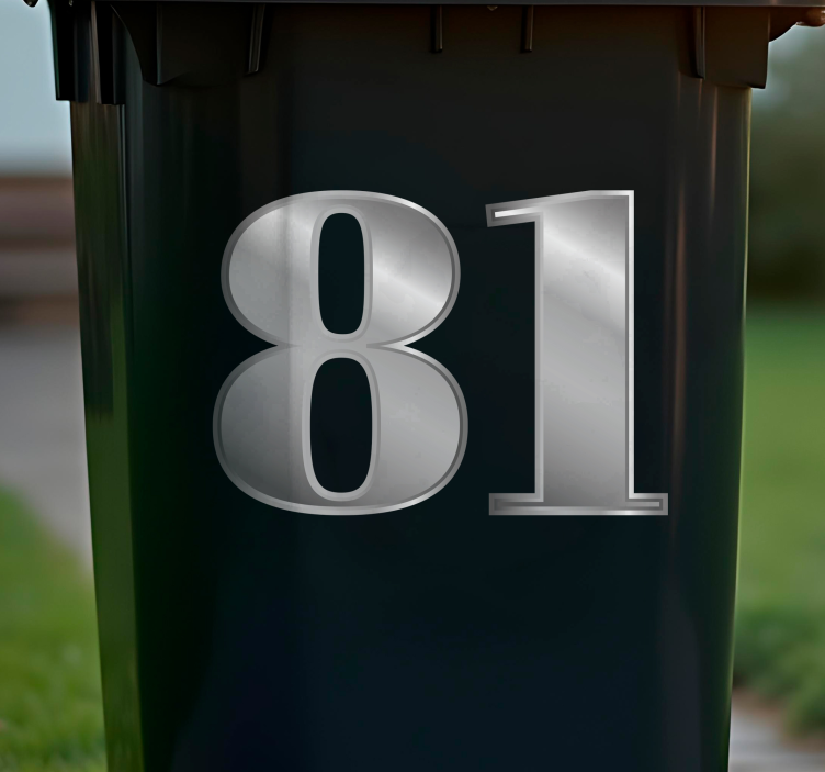 Siffror i silver stil behållare klistermärke - Tenstickers