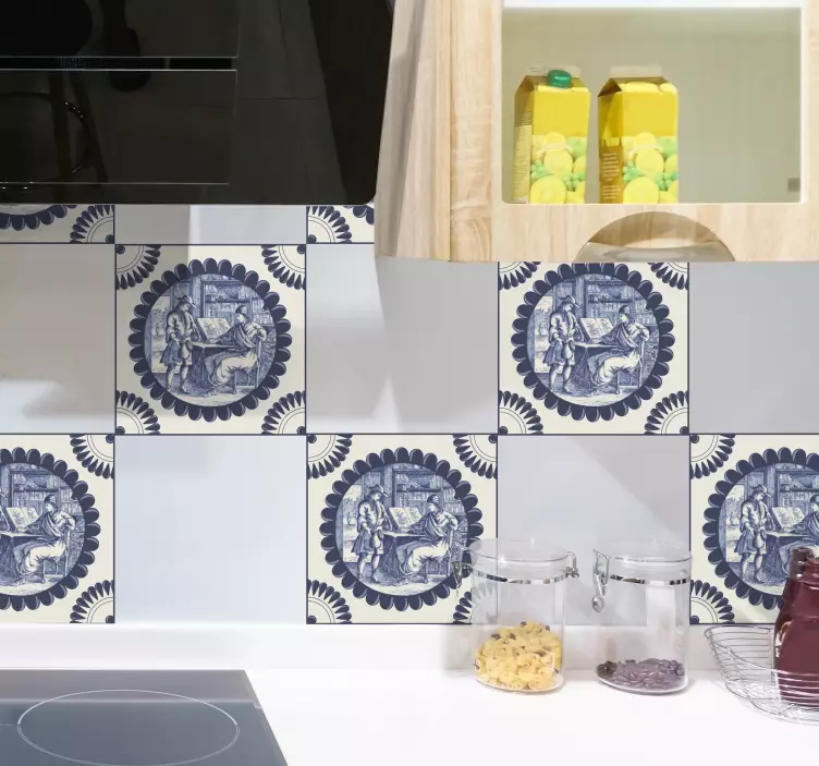 Sittande man kakel vinyl klistermärke - Tenstickers